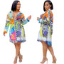 Casual Fashion Print Multicolor Women'S Shirt Dress