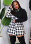 Women'S Patchwork Long Sleeve Round Neck Plaid Long Sleeve Knitting Dress