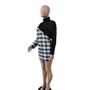 Women'S Patchwork Long Sleeve Round Neck Plaid Long Sleeve Knitting Dress