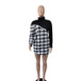 Women'S Patchwork Long Sleeve Round Neck Plaid Long Sleeve Knitting Dress