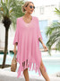 Women Summer Tassel Plus Size Loose Cutout Beach Sdress Holidays Cover Up