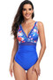 Deep V Neck One Piece Lace Trim Swimsuit