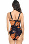 Deep V Neck One Piece Lace Trim Swimsuit