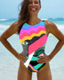 Women Art Print One-piece Swimwear