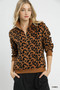 Umgee Leopard Print Quarter-Zip Sweatshirt