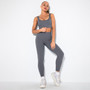 Women seamless knitting Ribbed V-neck short-sleeved Top and Cropped Pants yoga clothing two-piece set