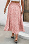 Plus Floral Print Drawstring Waist Fit Skirt