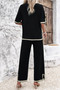 Two Pieces Outfits Knit Short Sleeve Wide Leg Loun