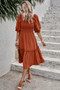 Square Neck Puff Sleeve Ruffle Hem Dress