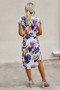 Notched Neck Floral Print Belted Fit Dress