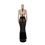 Women'S Plus Size Sexy Fashion See-Through Halter Crop Top Longs Skirt Two Piece Nightclub Set