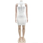 Women'S Fashion Solid Beaded Mesh See-Through Sleeveless Backless Club Bodycon Dress