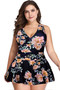 Plus Size Solid Ruffle V Neck Fit Swimsuits