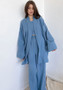 Spring Pajamas Sleepwear Long Sleeve Top Loose Trousers Ladies Solid Color Nightgown Home Absorbent Sweat Steaming Clothes Women