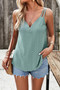 V Neck Eyelet Trim Spaghetti Strap Sleeveless Top