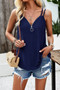 V Neck Eyelet Trim Spaghetti Strap Sleeveless Top