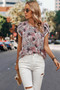 Floral Round Neck Lace Trimmed Fit Blouse
