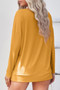 Solid Drop Shoulder V Neck Split Long Sleeve Blouse