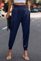 High Waist Trousers Pocket Satin Jogger Pants