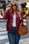 Solid Plaid Stitch Pockets Bomber Jacket