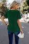 Solid Round Neck Ruffle Sleeve Loose Fit Blouse