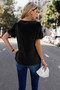 Solid Round Neck Ruffle Sleeve Loose Fit Blouse