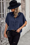 Solid Front Open Button Loose Fit Blouse