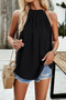 Sleeveless Halter Ruched Tunic Solid Loose Top
