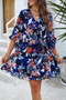 Floral V Neck Waist Tie Ruffle Hem Wrap Dress