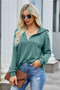 Solid Lace Trim Long Sleeve Loose Hoodie