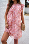 Floral Print Elegant Sleeveless Ruffle A Line Dress