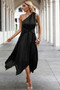 Twist Front Pleated One Shoulder Long Dress