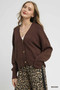 Umgee Button-Front V-Neck Knit Cardigan