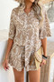 Two Pieces All Over Print Button Down Short Sets