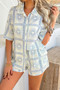 Two Pieces All Over Print Button Down Short Sets
