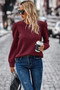 Solid Crewneck Twist Texture Loose Fit Pullover