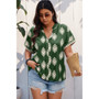 Plus Size Short Sleeve V Neck Printed Blouse