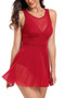 Solid Color Block Sleeveless Fit Ruffle Swimsuits