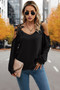 Contrast Low Back Lace Cold Shoulder Top