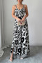 Floral Print High Waist Split Wide Leg Fit Jumpsuit