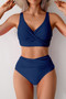 Solid Ruched High Waist Cross Push Up Swimsuit