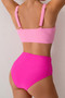 Solid Ruched High Waist Cross Push Up Swimsuit
