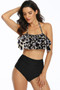 Halter Ruffle High Waisted Leaves Print Swimsuit