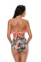Halter Ruffle High Waisted Leaves Print Swimsuit