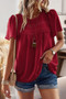 Plus Size Temperament Solid Short Sleeves Top