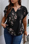 Plus Size Floral Print V Neck Loose Blouse​