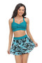 Tropical Floral Sleeveless Cross High Waisted Bikini