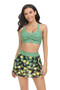 Tropical Floral Sleeveless Cross High Waisted Bikini