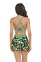 Tropical Floral Sleeveless Cross High Waisted Bikini