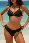 Two Pieces Lace Trim Solid High Cut Bikini